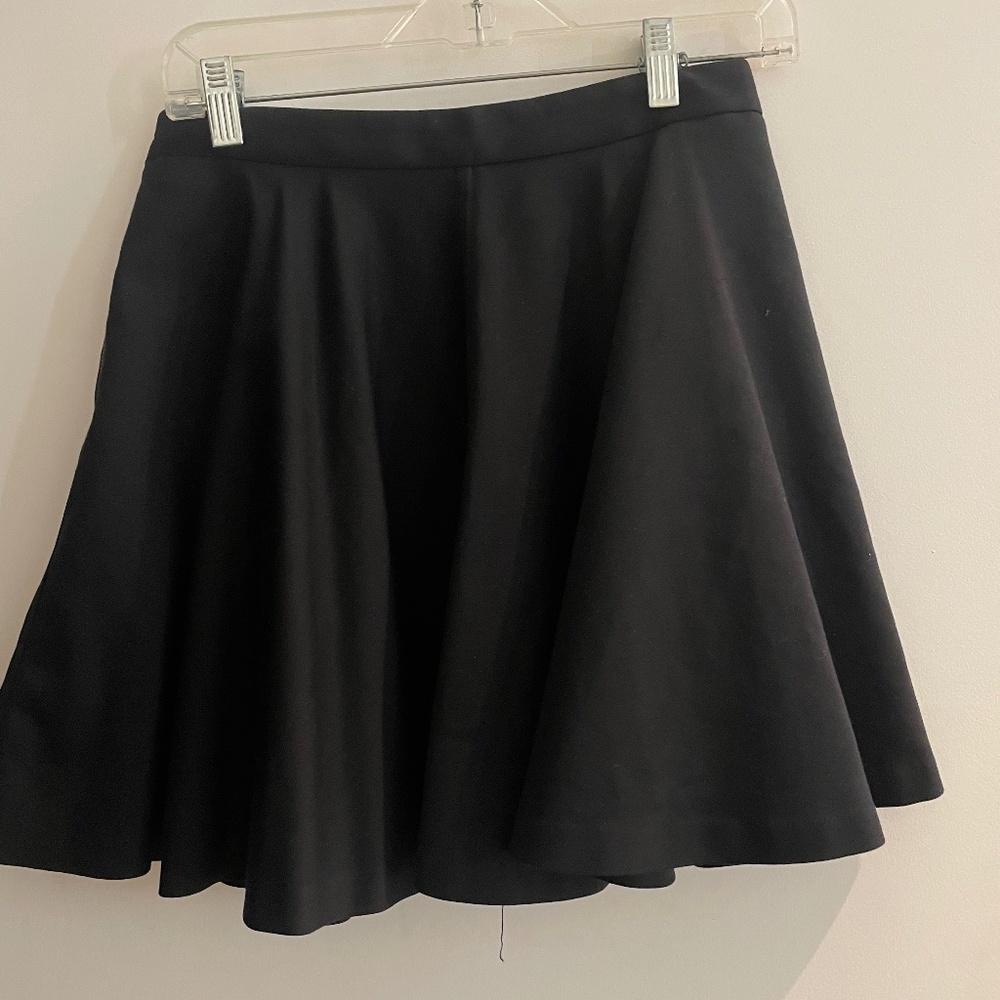 Alice + Olivia Employed Black High Waist A Line Skater Mini Skirt